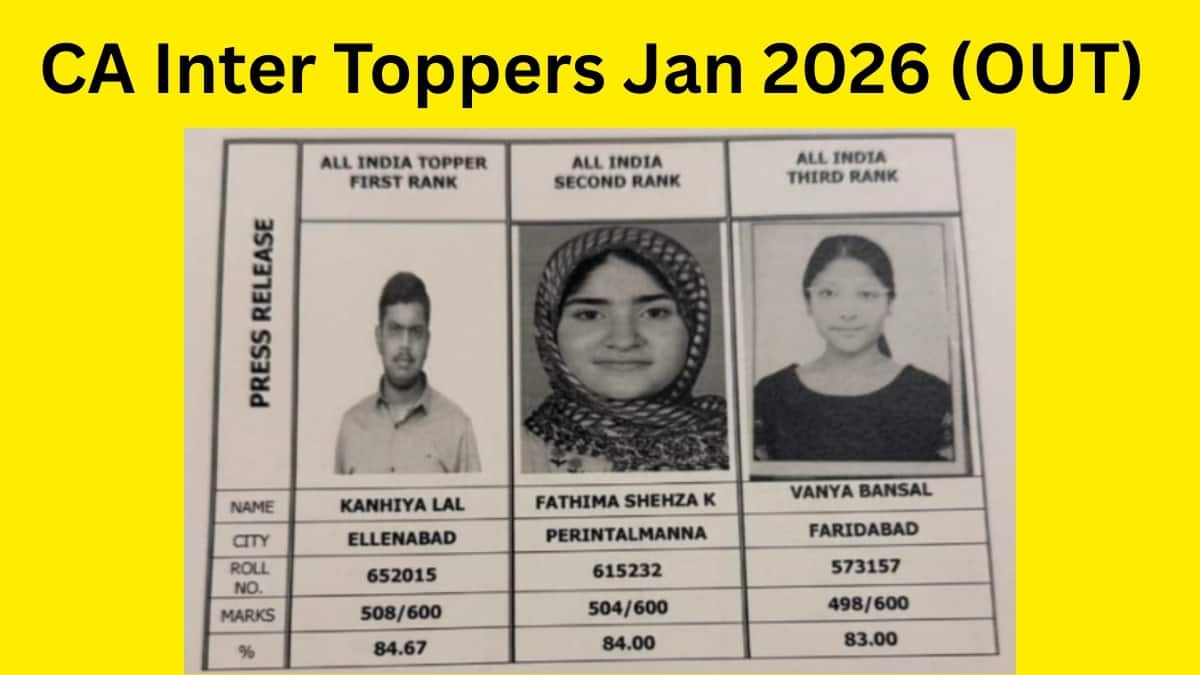 CA Inter Toppers Jan 2026 (OUT): AIR 1 Kanhiya Lal