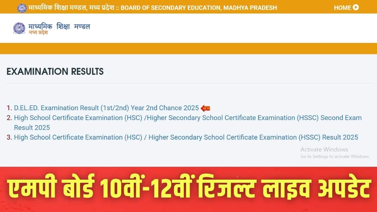 एमपी बोर्ड रिजल्ट 2026 आधिकारिक वेबसाइट mpbse.nic.in पर जारी किया जाएगा। (इमेज-आधिकारिक वेबसाइट)