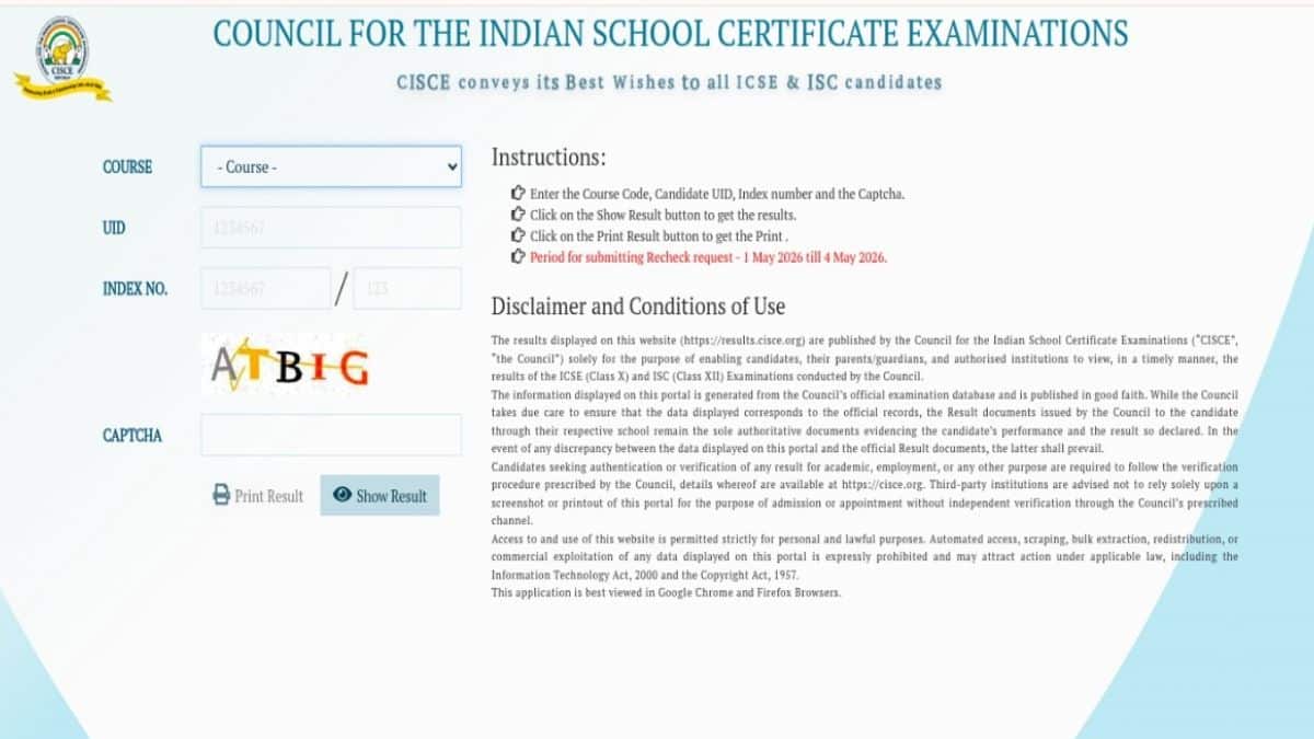 CISCE ICSE Result 2026 out (Image Credit: cisce.org)