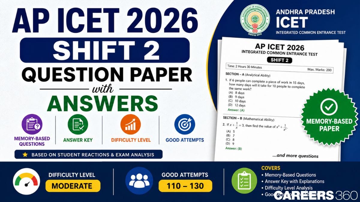 AP ICET 2026 Shift 2 Question Paper with Answers: Memory-Based Questions, Answer Key, Difficulty Level & Good