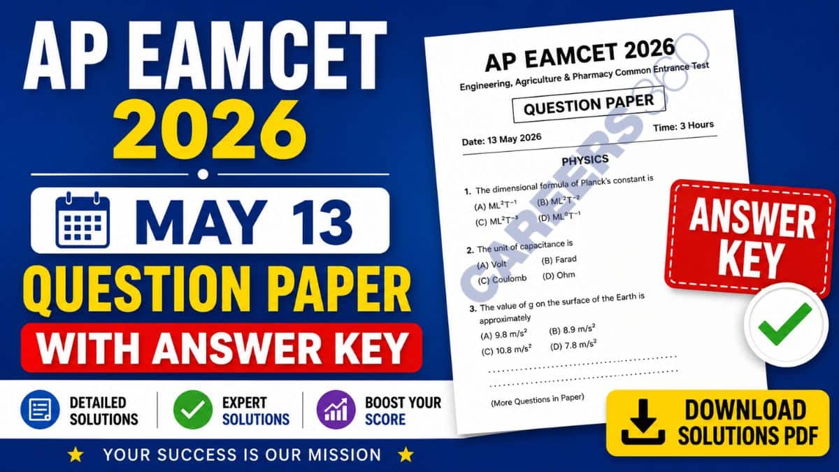 AP EAMCET 2026 May 13 Question Paper and Answer Key with Solutions PDF
