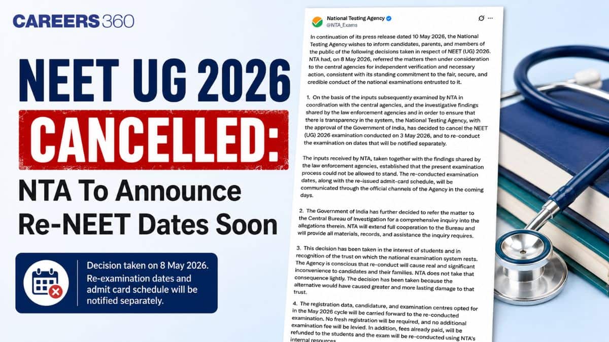 NEET UG 2026 Cancelled: NTA To Announce Re-NEET 2026 Dates Soon