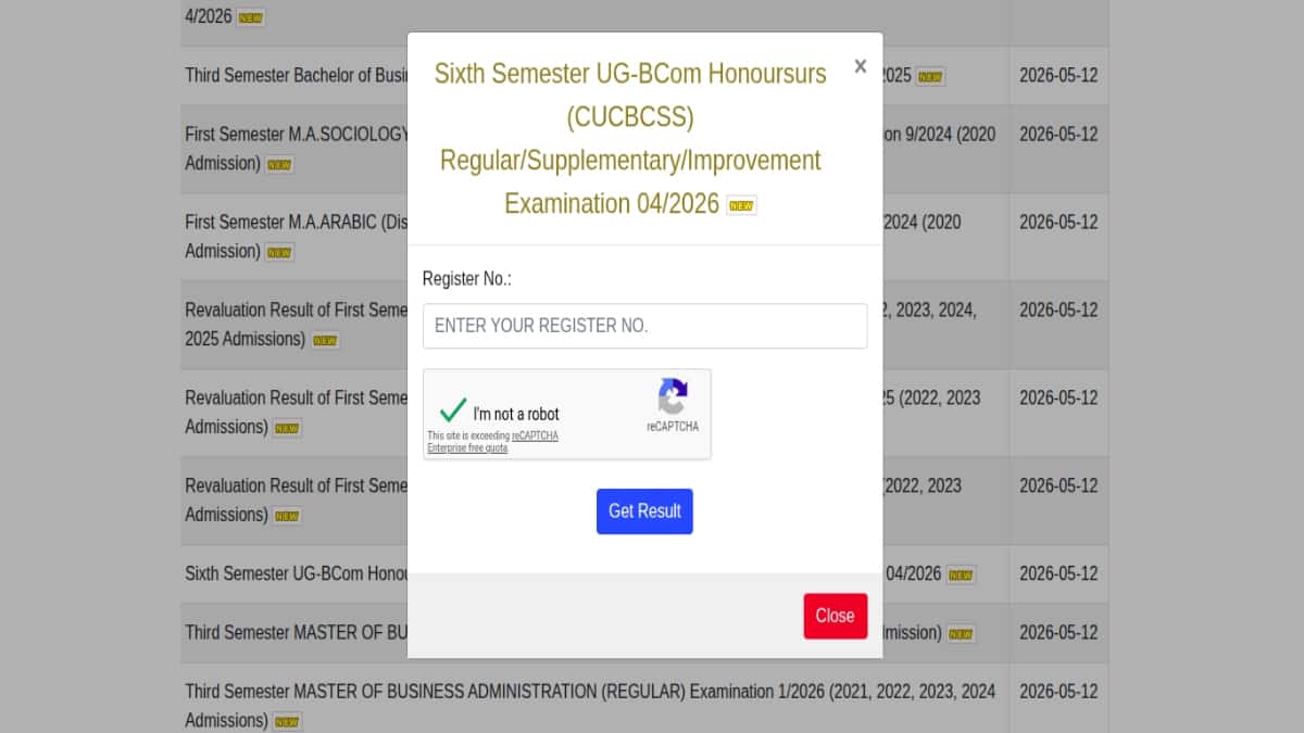 81.78% students pass Calicut University 6th semester exams (Image: results.uoc.ac.in)