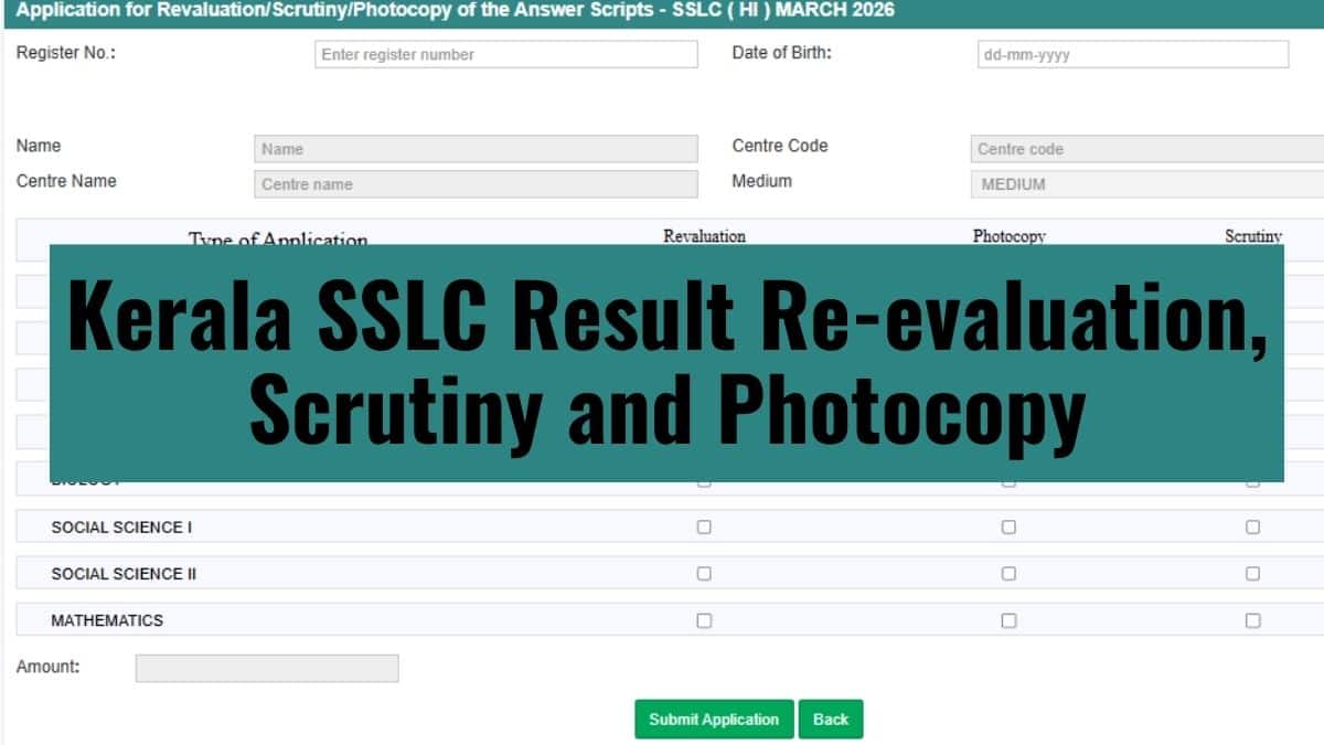 Kerala SSLC Result Re-evaluation 2026 - Scrutiny, Answer Sheet Photocopy