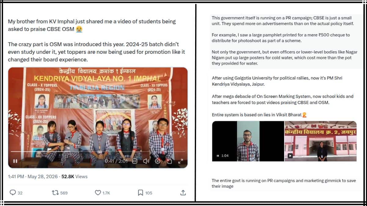 CBSE OSM row escalates after students defend evaluation system in viral videos (Image: X/@NewsWoa)