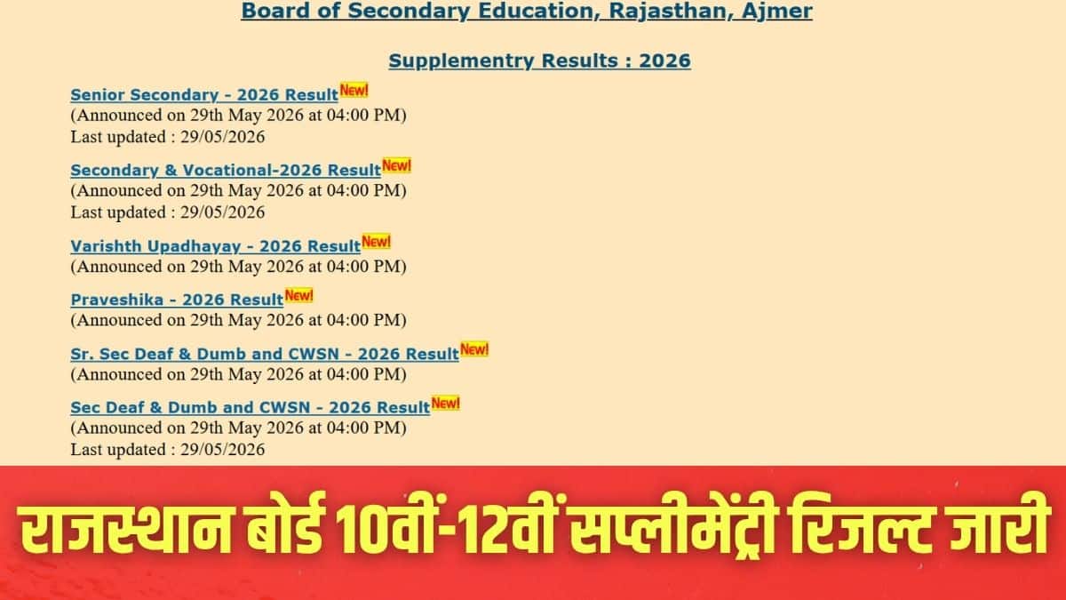 आरबीएसई 10वीं-12वीं सप्लीमेंट्री रिजल्ट 2026 रोल नंबर से देख सकते हैं। (इमेज-आधिकारिक वेबसाइट)