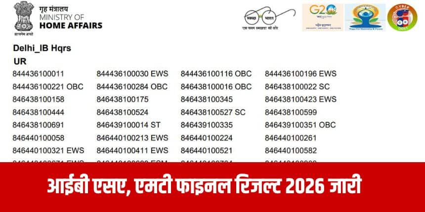 फाइनल रिजल्ट उम्मीदवारों के टियर-1 और टियर-2 दोनों चरणों में प्रदर्शन के आधार पर तैयार किया गया है।(आधिकारिक वेबसाइट)