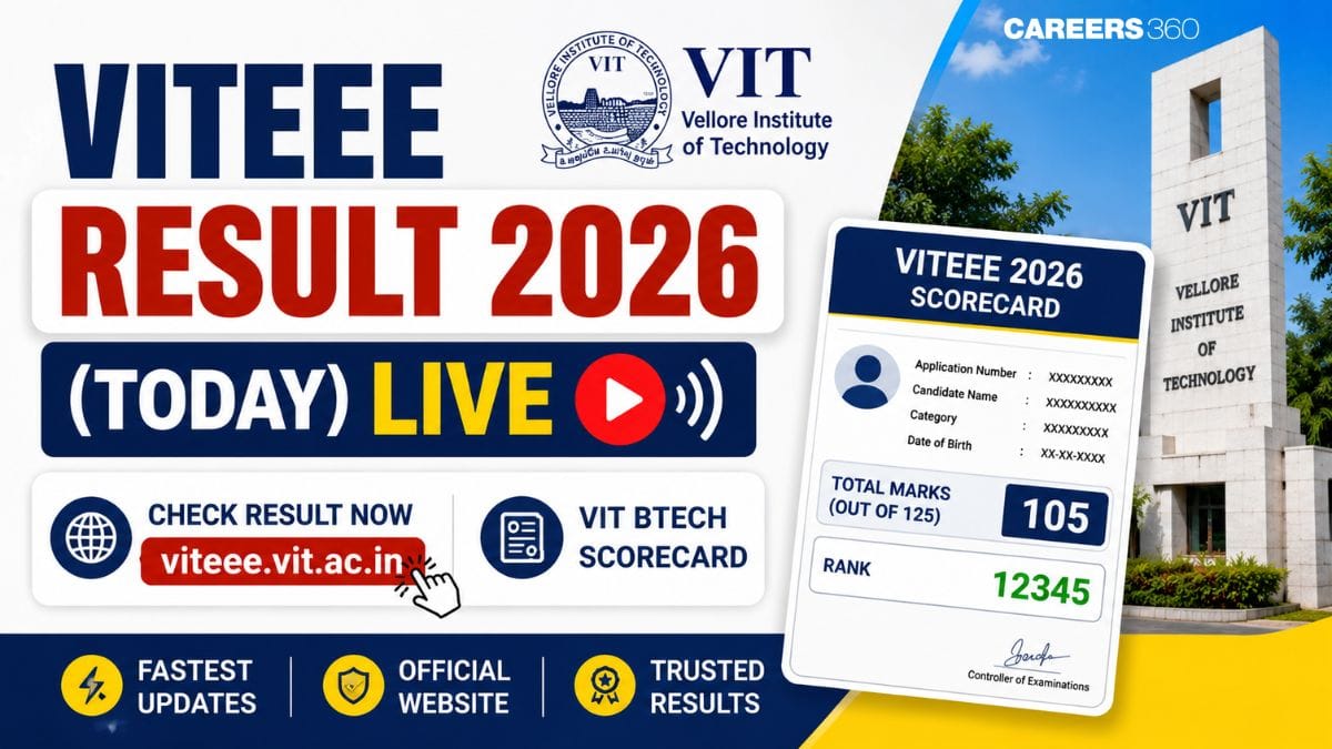 VITEEE Result 2026 (Out): Link, VIT BTech Scorecard at viteee.vit.ac.in