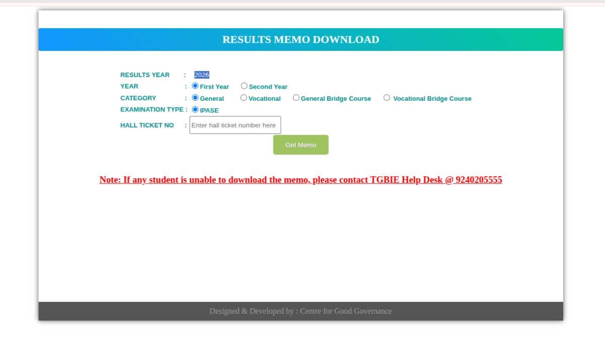 Check TS Inter Supplementary Result 2026 direct links (Image: results.cgg.gov.in)