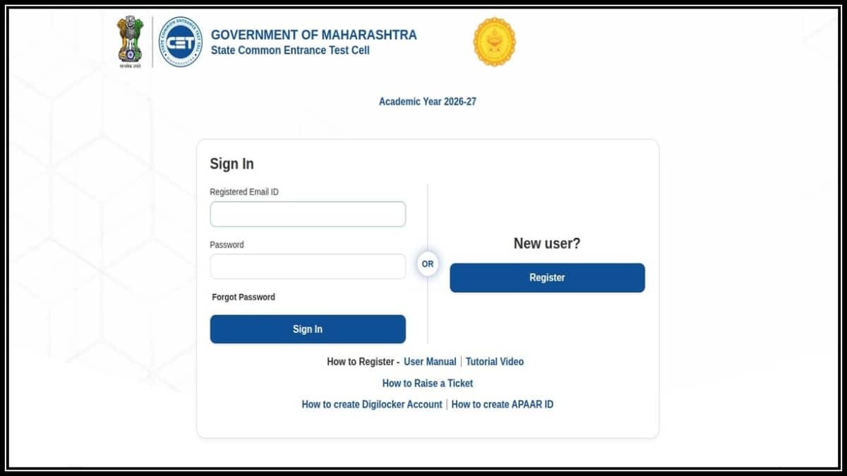 MHT CET 1st attempt PCM scorecard 2026 download link active at cetcell.mahacet.org. (Image source: Official website)