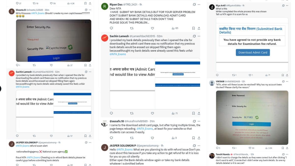 NTA says 1 lakh candidates downloaded re-NEET admit cards amid refund verification complaints (Image: X/multiple accounts)