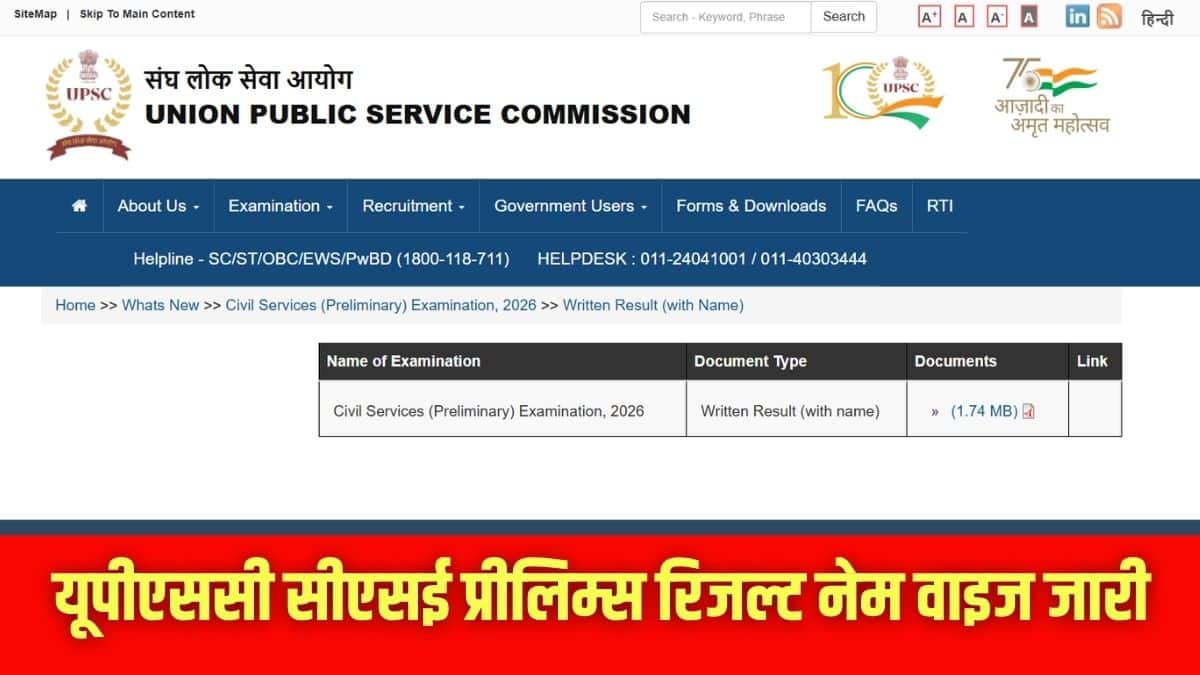 यूपीएससी सीएसई प्री 2026 परीक्षा 24 मई को आयोजित की गई। (इमेज-आधिकारिक वेबसाइट)