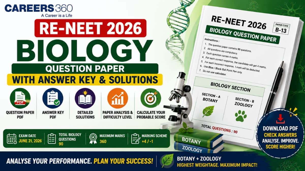 RE-NEET 2026 Biology Question Paper with Answer Key Code 50, 60, 70, 80 ...