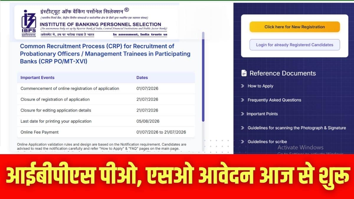 उम्मीदवार आज से आधिकारिक वेबसाइट ibps.in के माध्यम से ऑनलाइन आवेदन कर सकते हैं। (इमेज-आधिकारिक वेबसाइट)