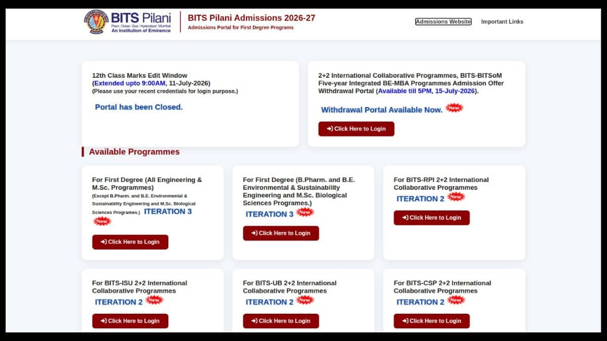 BITSAT iteration 3 result 2026 declared. (Image: Official website)