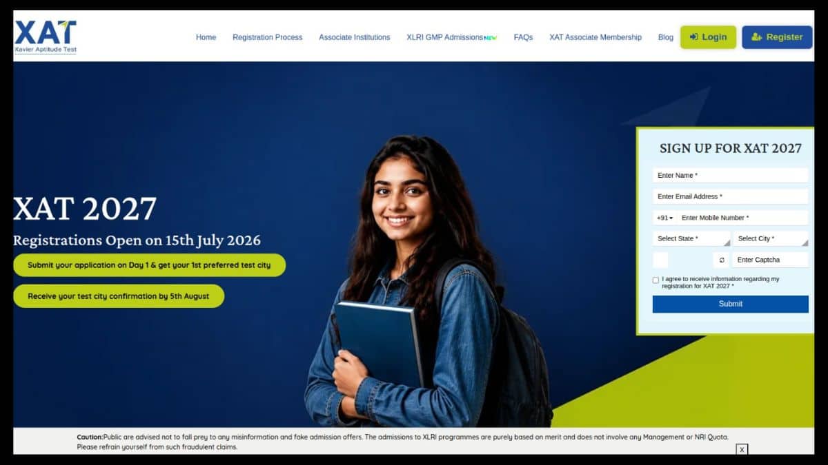 XAT 2027 registration starts today. (Image: Official website)
