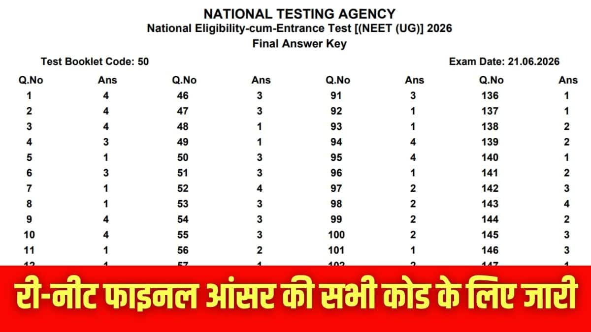 नीट फाइनल आंसर की आधिकारिक वेबसाइट neet.nta.nic.in पर उपलब्ध करा दी गई है। (इमेज-आधिकारिक वेबसाइट)