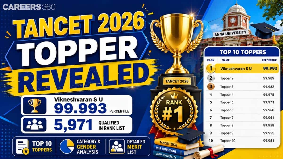 TANCET 2026 Toppers List Out: Who's #1 in Tamil Nadu?; 5,971 Candidates Make Rank List, Male-Female Toppers