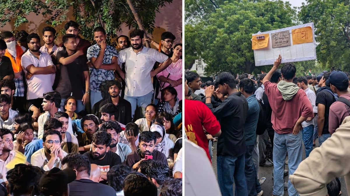 CJP supporters sit for protest again amid tight security by Delhi Police. (Image: Careers360)