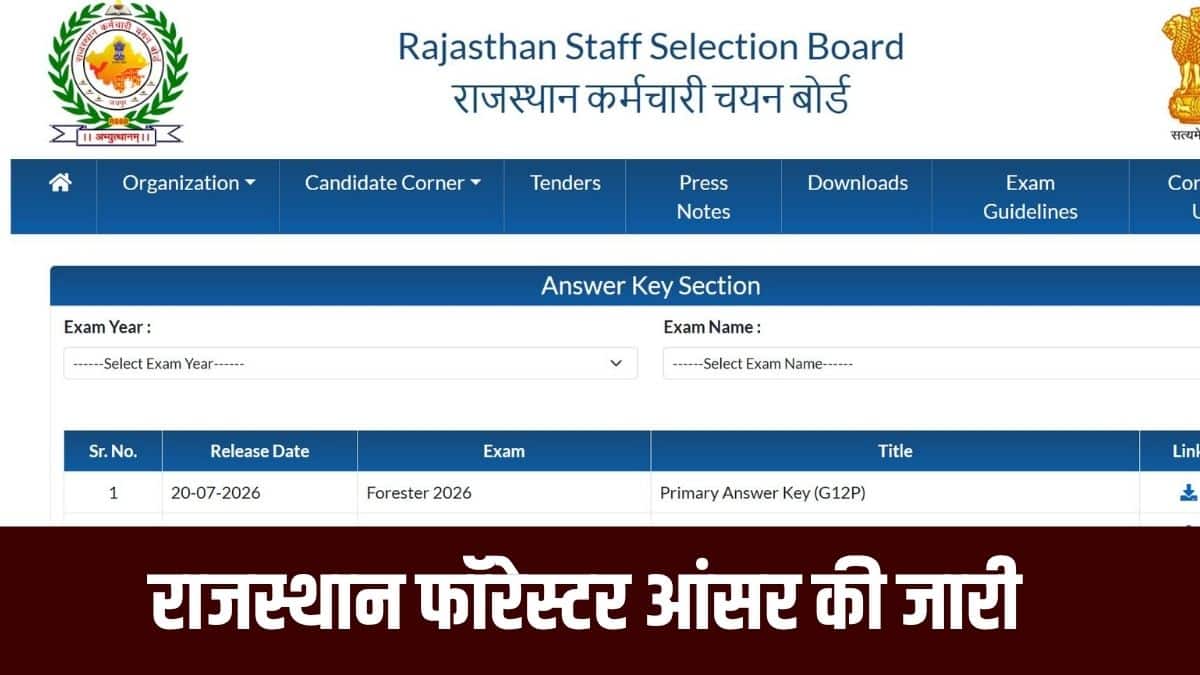 आरएसएसबी फॉरेस्टर आंसर की पीडीएफ डाउनलोड करने के लिए, छात्रों को अपना रजिस्ट्रेशन नंबर और पासवर्ड दर्ज करना होगा। (आधिकारिक वेबसाइट)
