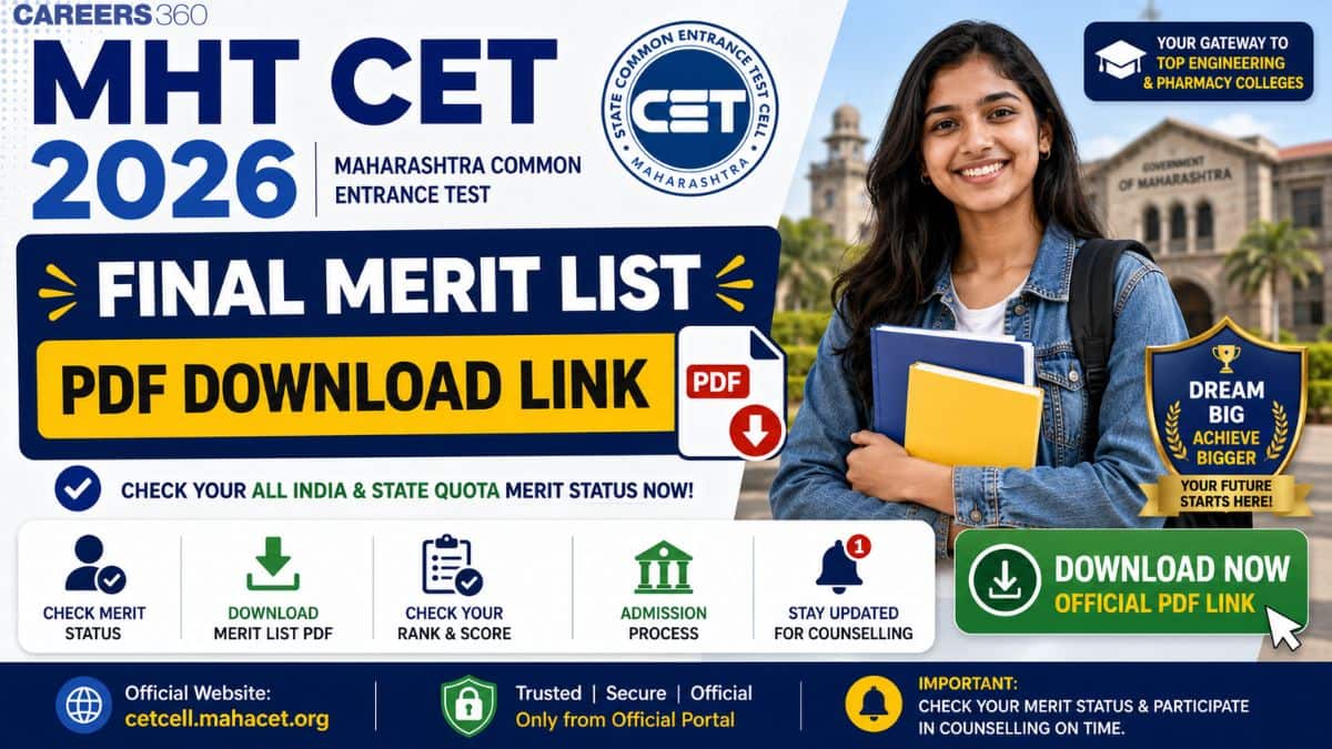 MHT CET 2026 Final Merit List PDF Download Link at fe2026.mahacet.org: Check Rank & CAP Dates