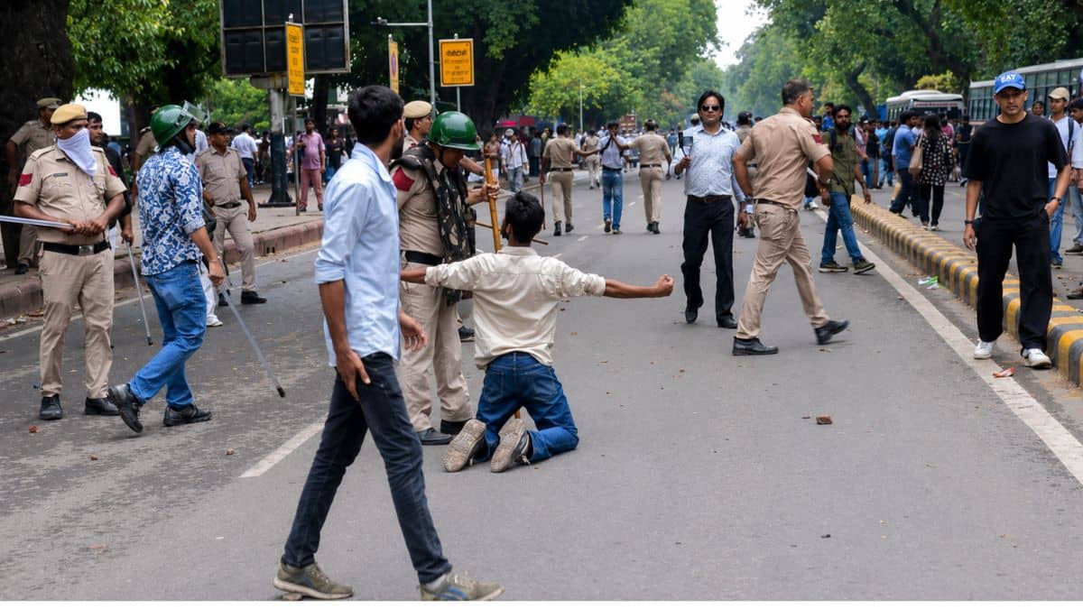 Shrey Gupta, a 28-year old AI engineer created an evidence vault platform for public record on the police brutality on July 20 Chal Sansad march. (Image: Careers360, AI-edited)