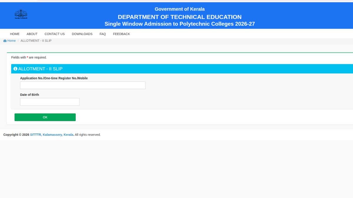 DTE Kerala releases Polytechnic round 2 seat allotment 2026 (Image: polyadmission.org)