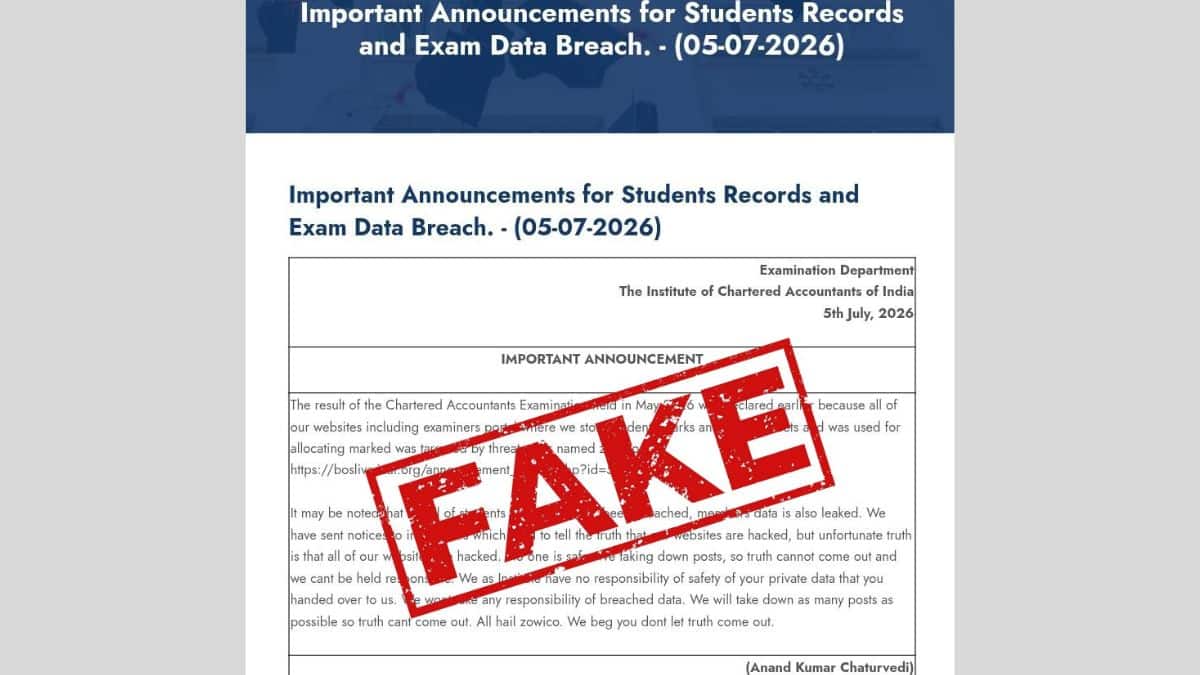 ICAI dismisses data breach alert. (Image: ICAI)