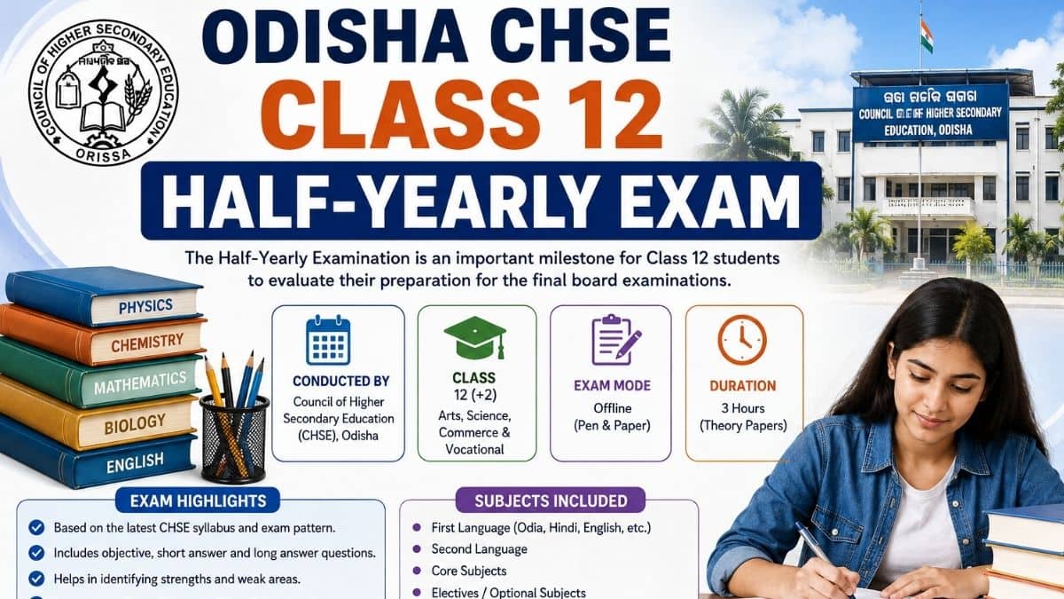 Odisha CHSE Class 12 Half Yearly Exam Date 2026 PDF @chseodisha.nic.in - Download Time Table