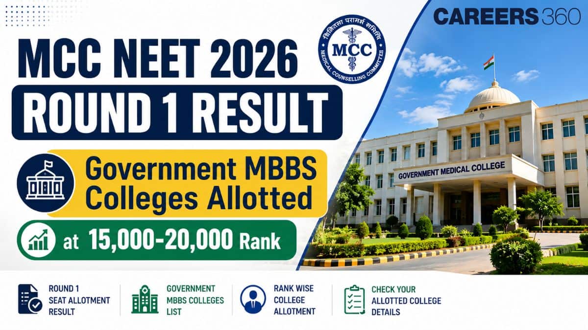 MCC NEET 2026 Round 1 Result: Government MBBS Colleges Allotted at 15,000-20,000 Rank - Careers360