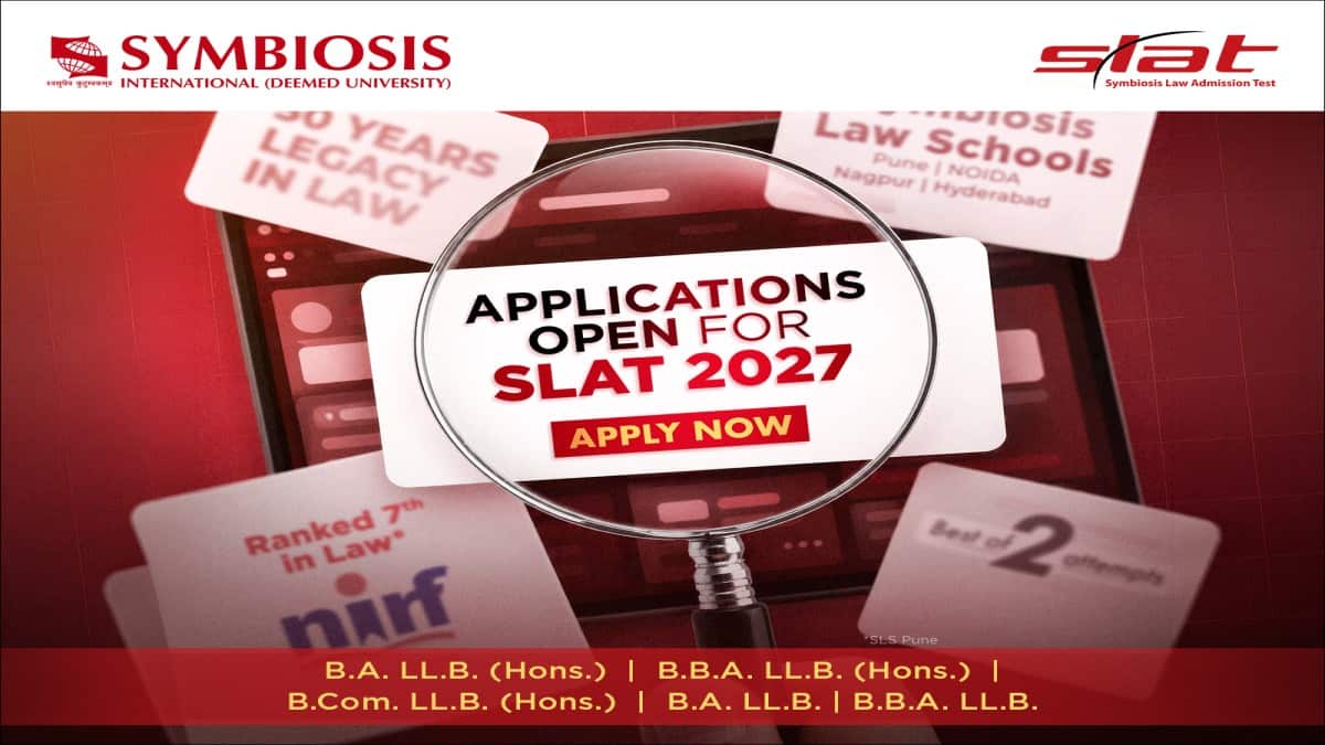 SLAT 2027 registration commenced for admission to undergraduate law programmes at Symbiosis Law Schools. (Image: Press release)