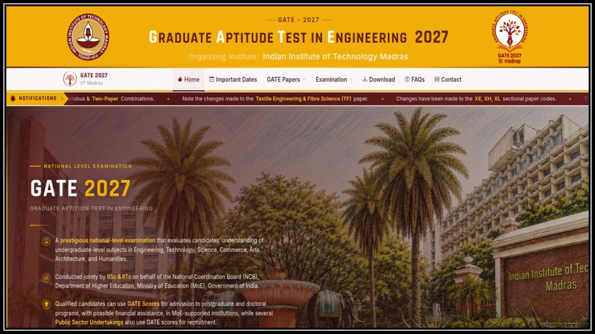 GATE 2027 registration link will be activated tomorrow at gate2027.iitm.ac.in. (Image source: Official website)
