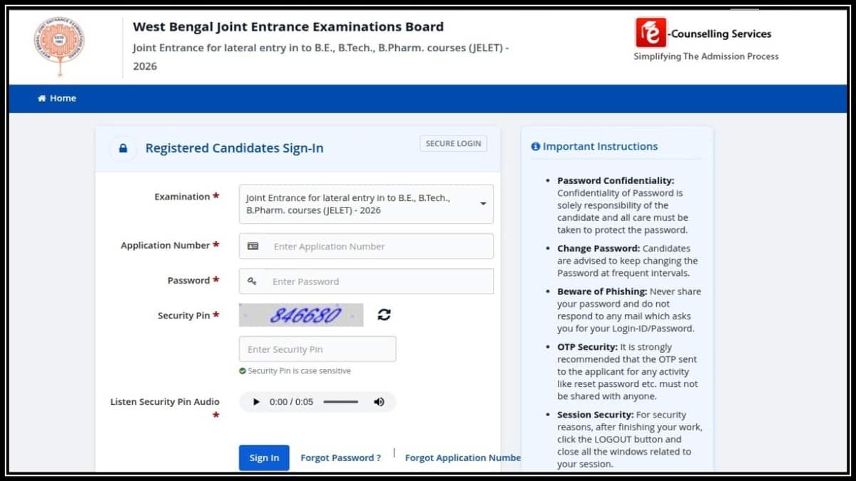 WB JELET 2026 round 1 choice filling and registration window open at wbjeeb.nic.in. (image source; Official website)