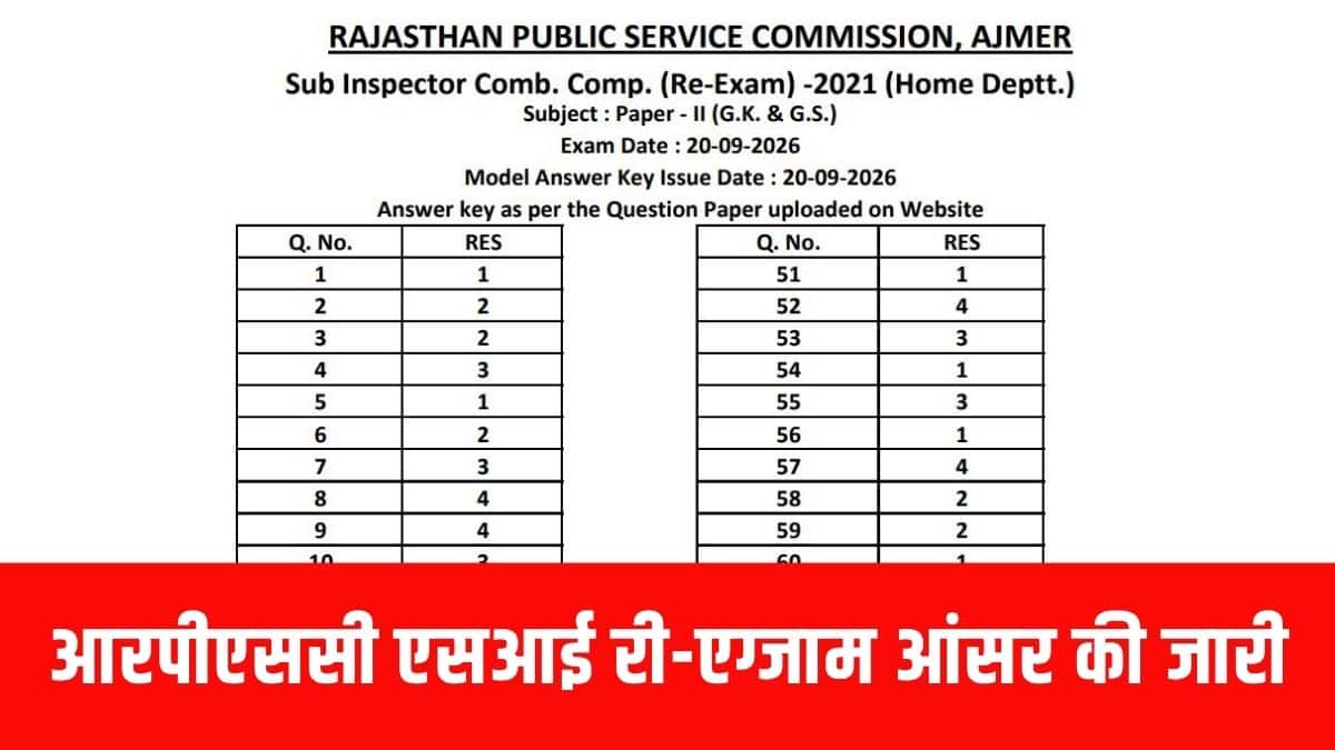 आंसर की डाउनलोड करने के लिए अभ्यर्थियों को राजस्थान लोक सेवा आयोग की आधिकारिक वेबसाइट पर जाना होगा। (आधिकारिक वेबसाइट)