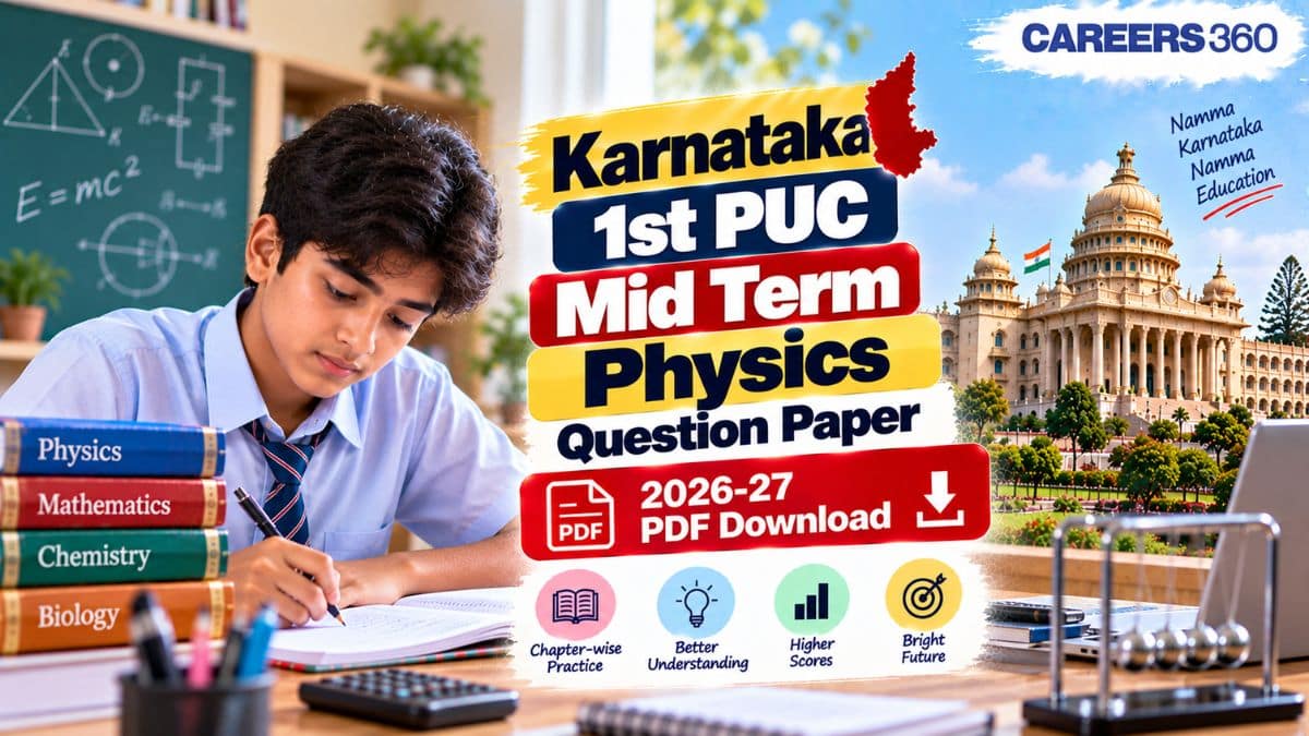 Karnataka 1st PUC Physics Mid Term Question Paper 2026-27 PDF - Download Answer Key & Solution