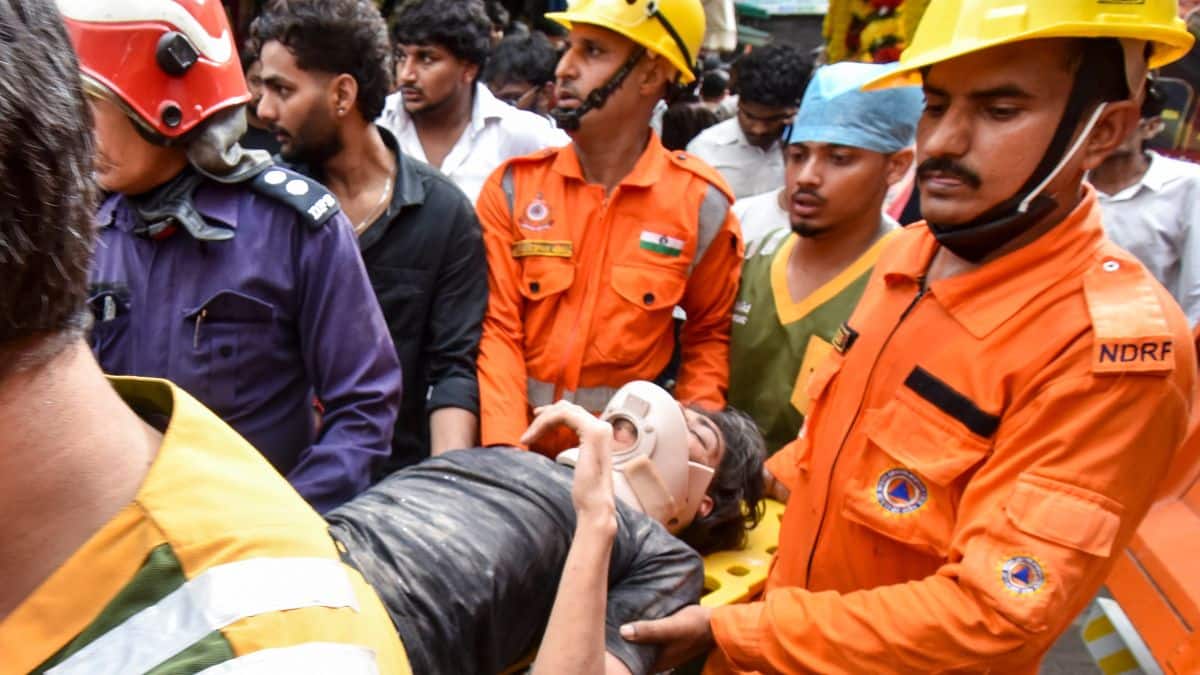 Boys PG building collapse in Delhi's Satya Niketan. (Image: PTI)