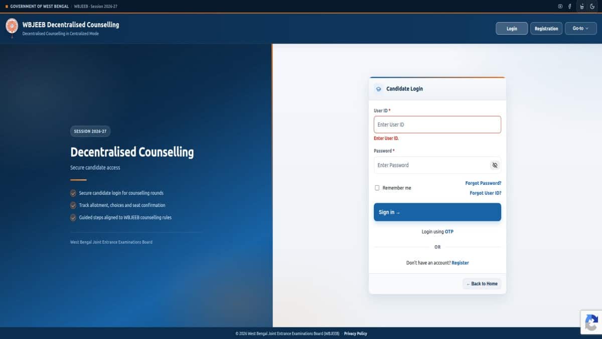 WBJEE decentralised counselling 2026 begins. (Representational Image: WBJEEB official website)