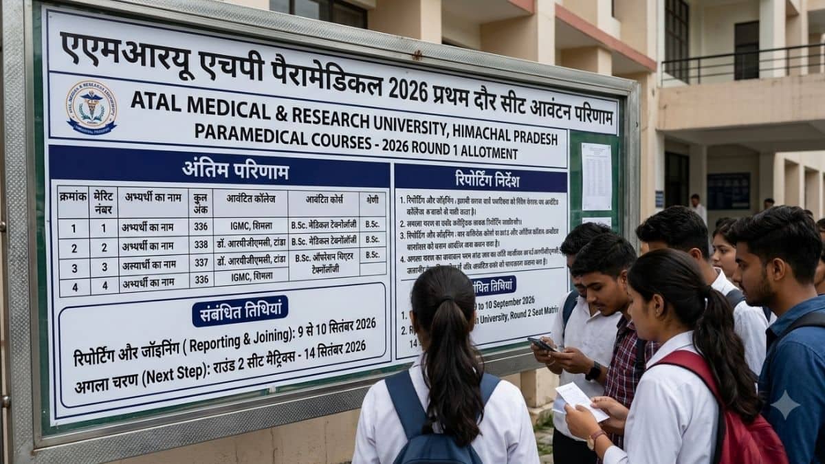 एएमआरयू एचपी पैरामेडिकल 2026 राउंड 1 सीट अलॉटमेंट रिजल्ट (7 सितंबर): डाउनलोड लिंक