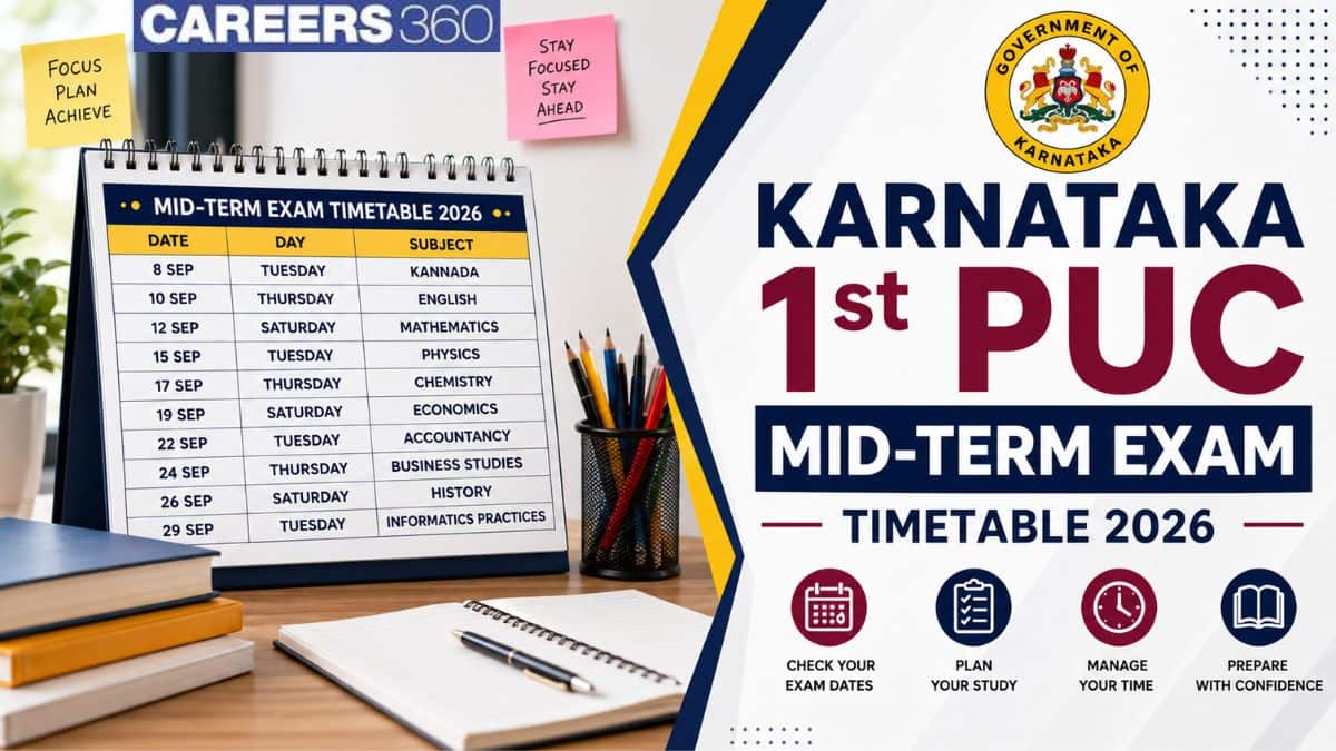Karnataka 1st PUC Mid Term Exam Time Table 2026 Out: Arts, Commerce & Science