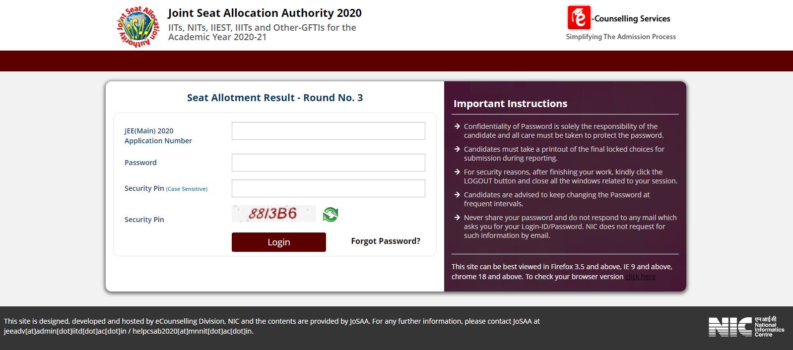 JoSAA 2020 round 3 seat allocation announced; online reporting on Oct ...