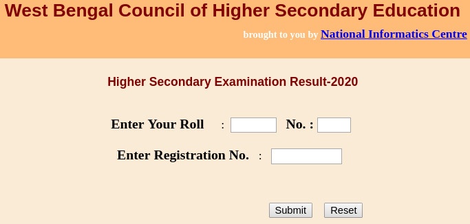 wbresults.nic.in HS result window 2020
