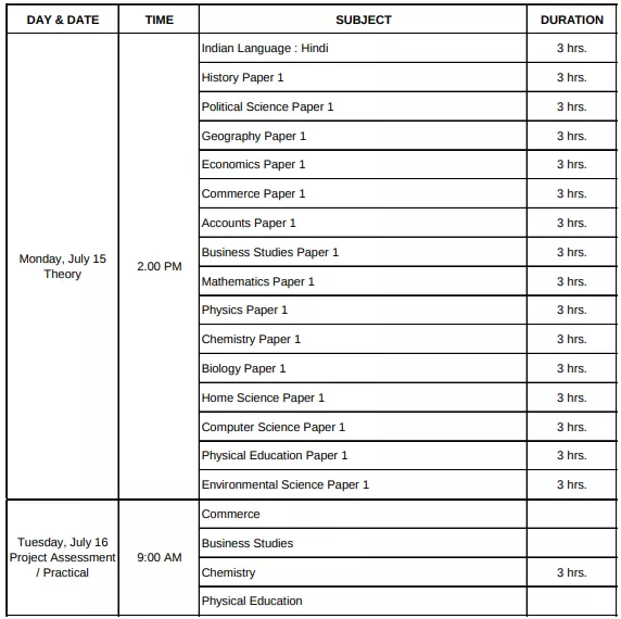 Isc Time Table 2021 Released Revised Cicse Isc 12th Date Sheet