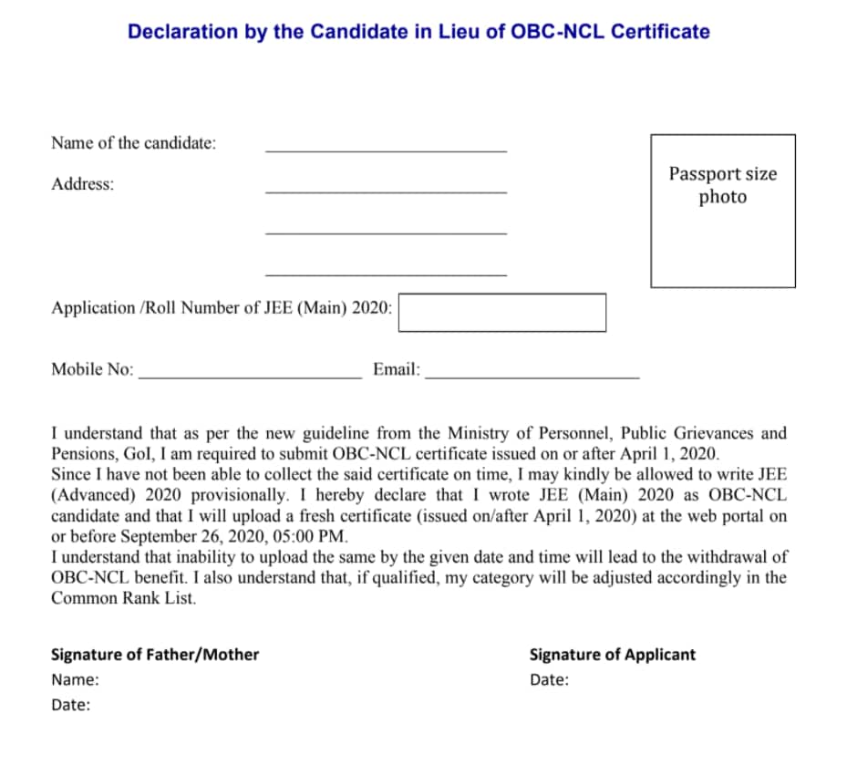 self declaration form for licence in punjabi