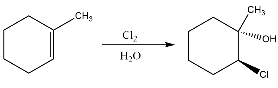 1. Formation of halohydrin (in alcohol and water)-