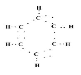 Dot structure of benzene representing the valence electron.