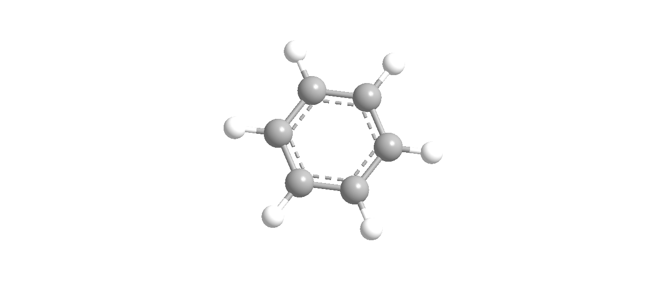 Three dimensional structure of benzene.