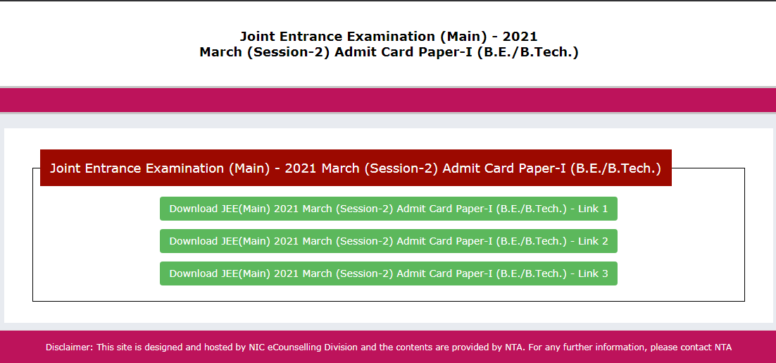 JEE Main 2021 March Admit Card (OUT): How To Download Hall Ticket At ...