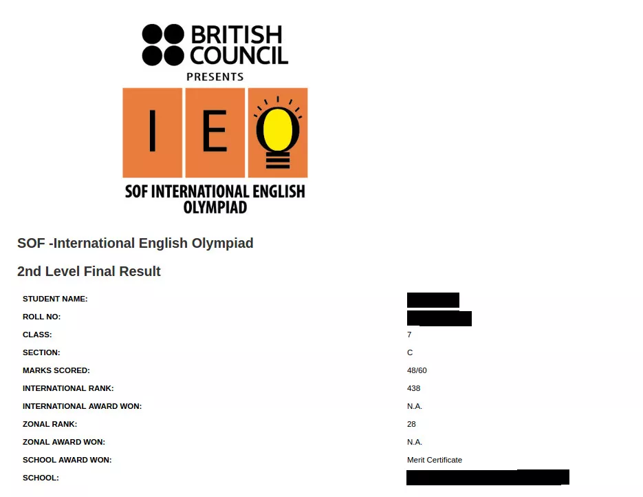 IEO Result 202122 (Declared) SOF IEO result