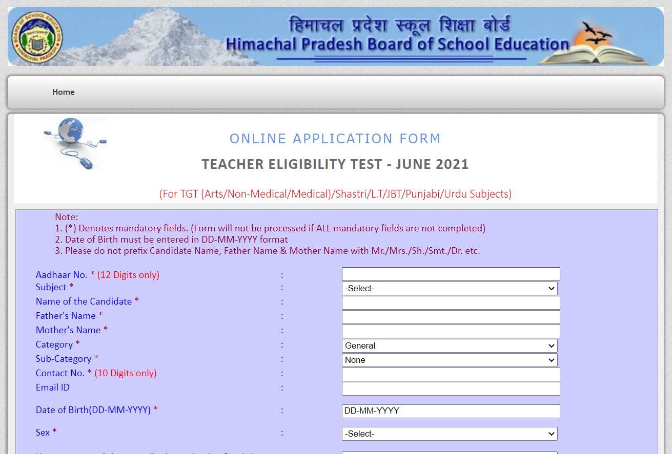 HP TET Application Form 2021 How to Apply, Fees, Eligibility