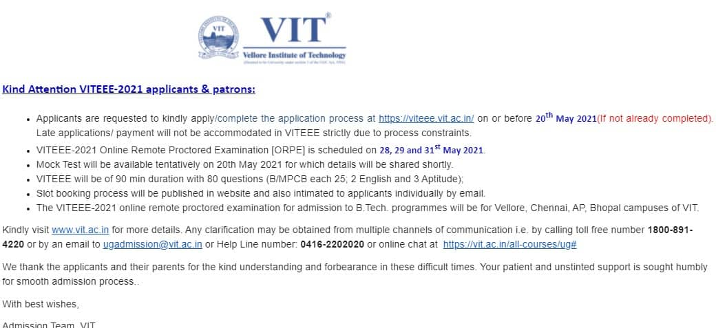 VITEEE 2021 exam pattern changed; Know paper pattern here